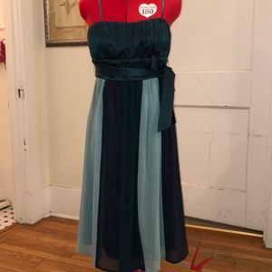 Max and Cleo Empire Waist Teal Dress